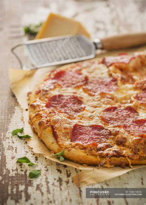 Pepperoni Pizza with cheese — sauce, traditional - Stock Photo | #153614030