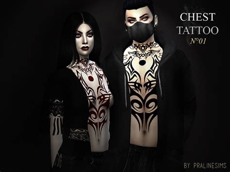 Chest Tattoo N01 by Pralinesims at TSR » Sims 4 Updates