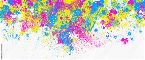 neon color paint splatter on white background, abstract image ...