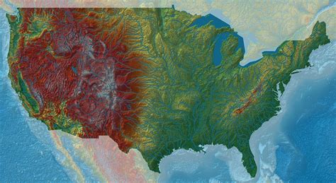 Elevation map of the United States. by... - Maps on the Web