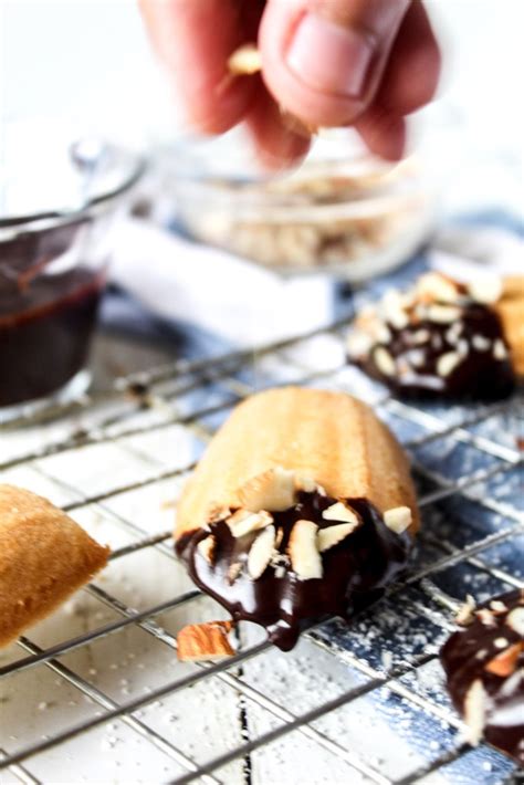 Gluten Free Almond Chocolate Dipped Madeleine Cookies