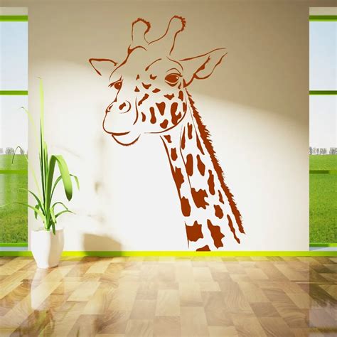 Children Bedroom Kids Room Art Decorative Giraffe Head Vinyl Wall Mural Animal Series Wall ...