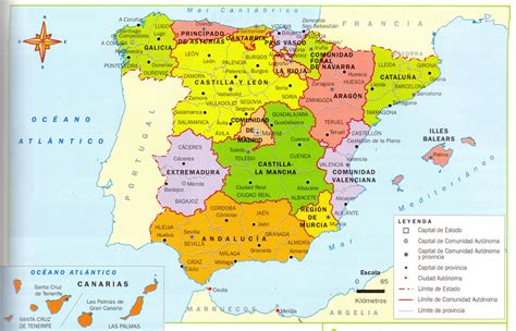 Antonio Alonso España Geografia: Mapa de las Comunidades Autónomas y provincias de España. Ud 15 ...