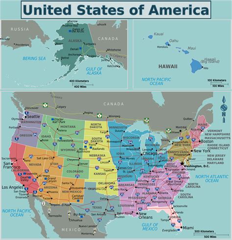 Large detailed regions map of the USA. The USA large detailed regions map | Vidiani.com | Maps ...