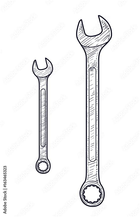 Wrench illustration, drawing, engraving, ink, line art, vector Stock Vector | Adobe Stock