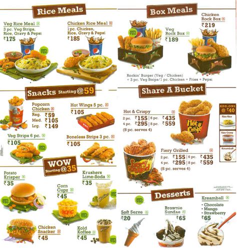 Menu of KFC | KFC Menu, Connaught Place (CP), Central Delhi- EazyDiner