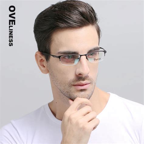 pure titanium eyeglasses frames men optical glasses half rim eye glasses frames for men ...