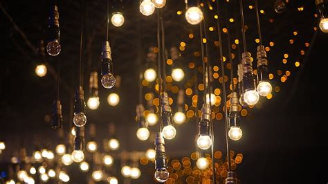 HD wallpaper: white string lights, untitled, bokeh, photography, night, electric Lamp ...