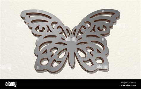 BUTTERFLY 3D drawing icon - 3D illustration for background and beautiful Stock Photo - Alamy