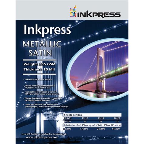 Inkpress Media Metallic Satin Paper (11x14" - 25 Sheets)