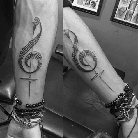 50 Music Staff Tattoo Designs For Men - Musical Pitch Ink Ideas