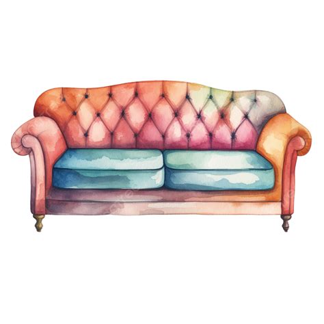 Watercolor Couch Clip Art, Watercolor, Chair, Table PNG Transparent ...