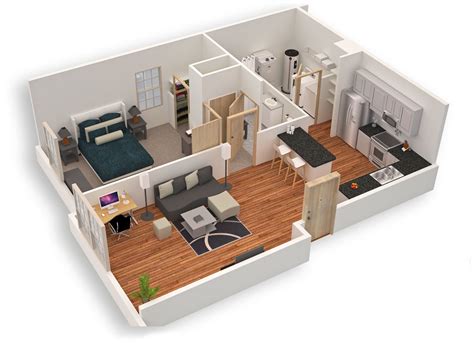 Small House 3D Floor Plan - floorplans.click