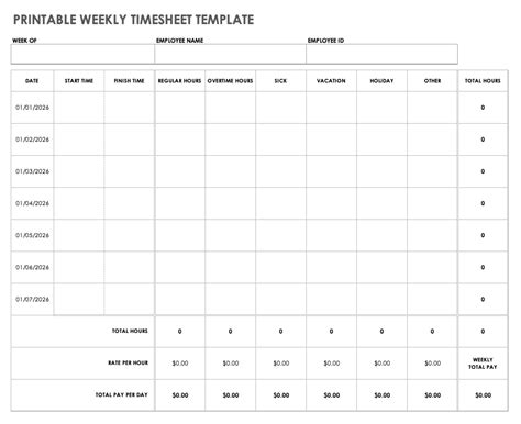 Printable Timesheets & Time Card Templates | Smartsheet