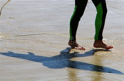 Legs of an Athlete Running Barefoot on a Sandy Beach in Sea Water. Stock Image - Image of israel ...