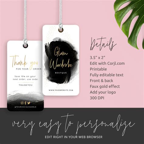 Product Hang Tag Template - Editable Swing Tags - Printable