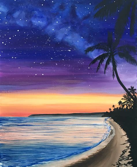 Tropical Palmtree Sunset Painting - Etsy | Beach sunset painting, Sunset canvas painting, Sunset ...