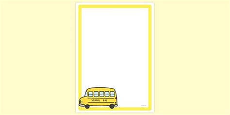 Simple Blank Yellow School Bus Page Border | Twinkl - Twinkl