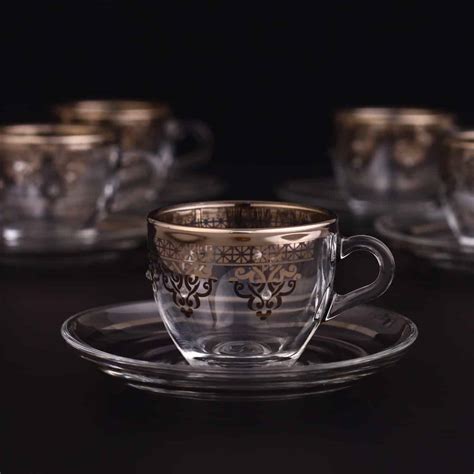 Silver Espresso Size Turkish Coffee Cups Set For Six Person | FairTurk.com