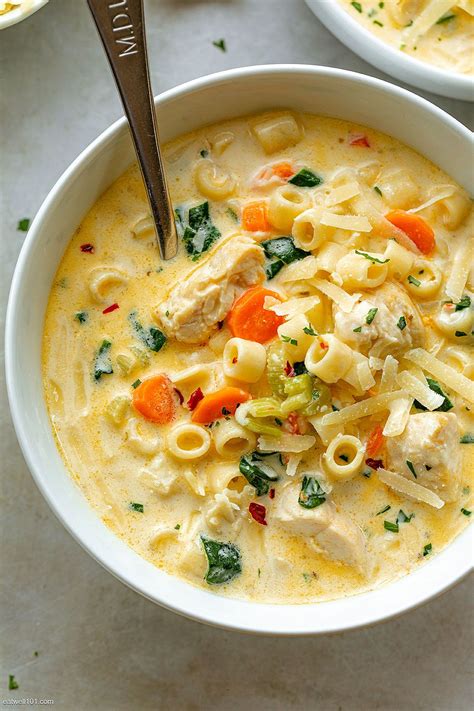 Creamy Chicken Soup with Pasta and Spinach | Chicken soup recipes, Chicken pasta soup recipe ...