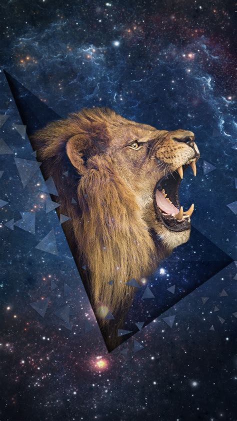 Outer Space Shouting Lion iPhone Wallpapers Free Download