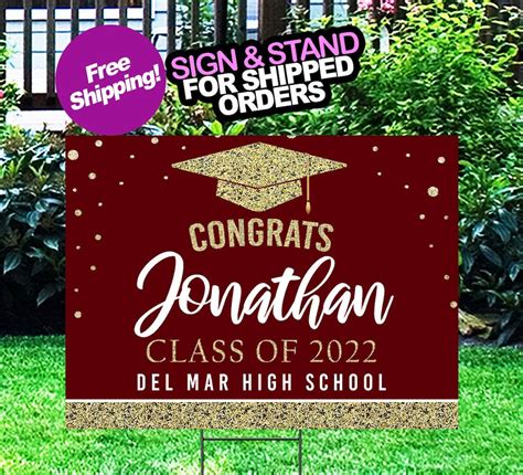 Graduation Yard Sign, Class of 2023 Lawn Sign, FREE SHIPPING, High School or College Graduation ...