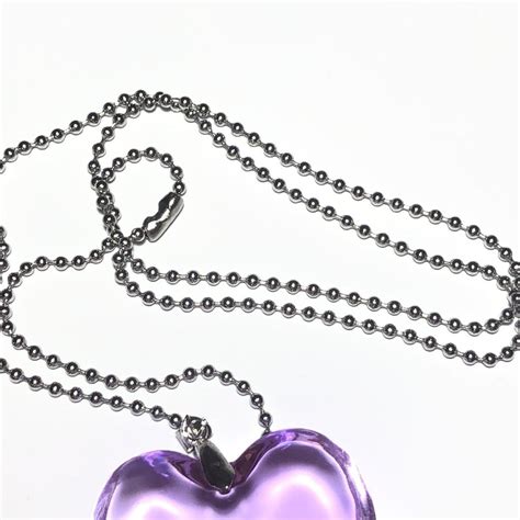 purple heart necklace with ball chain ⭐️ big glass... - Depop