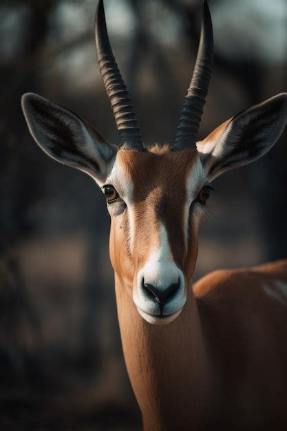 Premium AI Image | A painting of an antelope with horns and a black background.