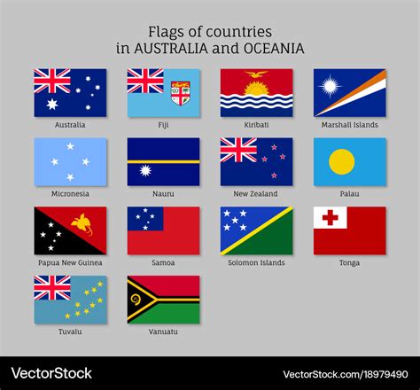 Flags countries australia and oceania flat style Vector Image