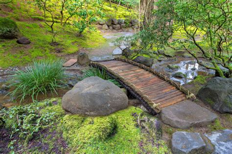 Wooden Garden Bridge Over Small Water Stream | Photo Remodeling Analysis