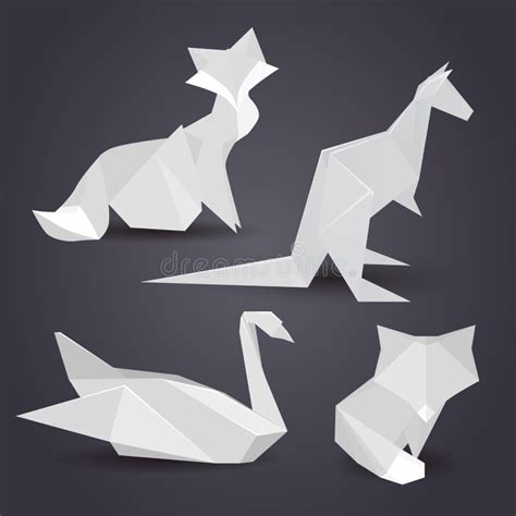 Set of Paper Origami Figures of Animals. Stock Vector - Illustration of logo, color: 94372662