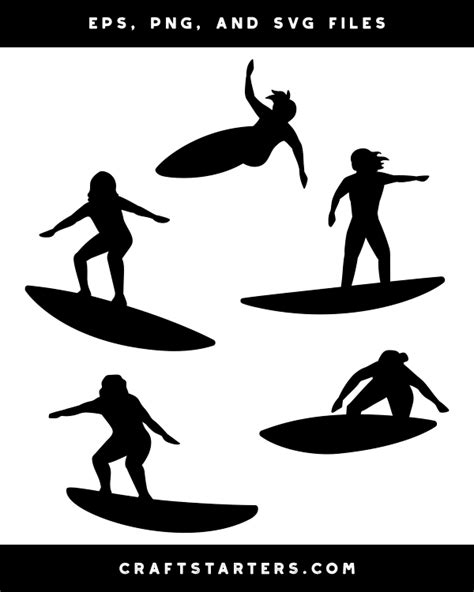 Surfer Girl Silhouette Clip Art