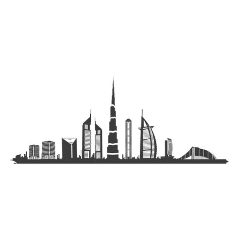 Dubai Skyline Silhouette Black and White transparent PNG - StickPNG