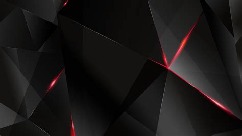 4K Black Wallpapers for Windows 10 - #02 of 10 - Black and Red 3D Polygons - Allpicts