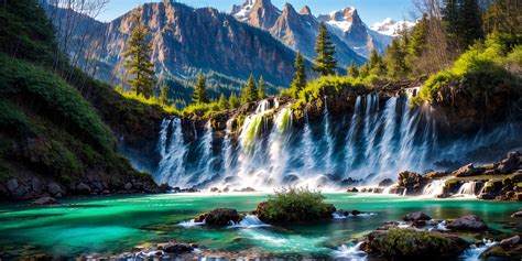 beautiful landscape of mountains with waterfalls by Ozimandiasdream on DeviantArt