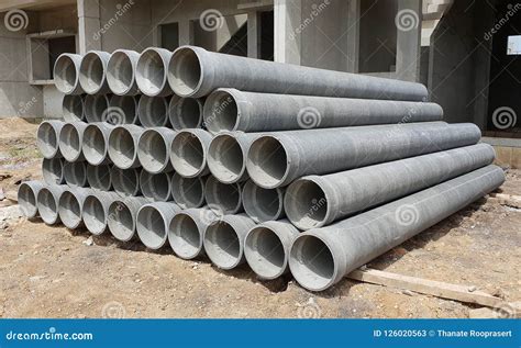 The asbestos cement pipes. stock image. Image of plumbing - 126020563