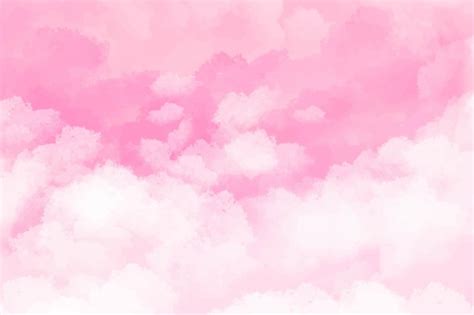 Free Vector | Hand painted watercolor background pink with sky and clouds shape