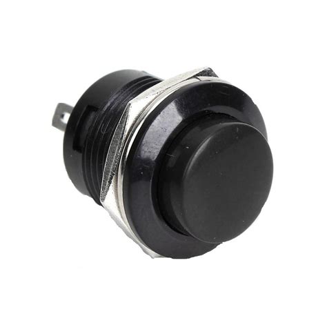 Black R13-507 16MM 2PIN Momentary Self-Reset Round Cap Push Button Switch