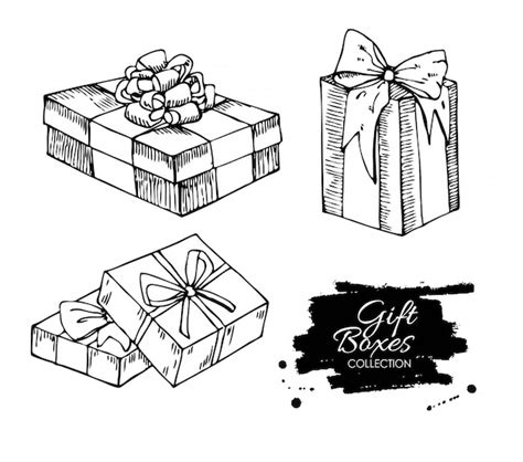 Gift box drawing | Premium Vector