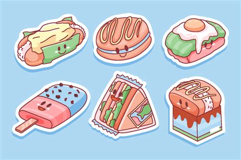 Cute Kawaii Food Sticker 10243108 Vector Art at Vecteezy