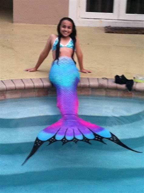 Swimming in a Silicone Mermaid Tail, Purple Rainbow Tails