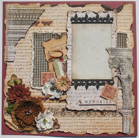 Premade Scrapbook Page 12 x 12 Vintage Architectural Layout