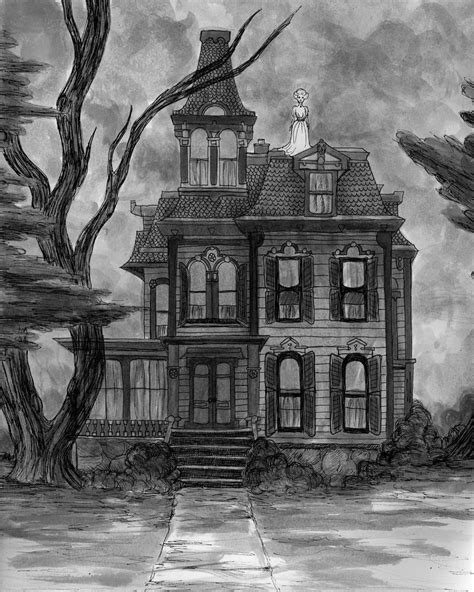 Haunted House On A Hill Drawing