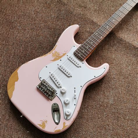 New Arrival High Quality Pink Electric Guitar , Handed Relics On Body And Neck , Fast Shipping ...