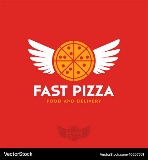 Fast pizza logo wings symbol delivery food Vector Image