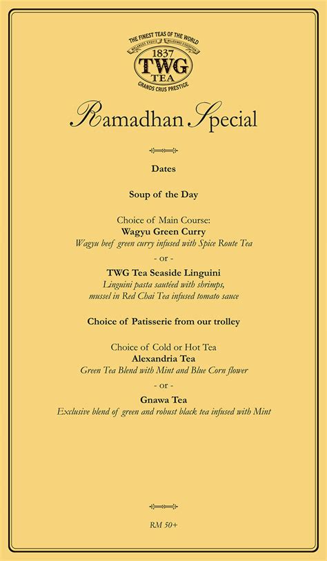 TWG Tea Ramadhan Special Menu - Valiram Group