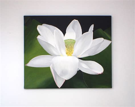 White Lotus Painting Flower Painting Zen Decor Large - Etsy