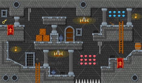 Medieval Dungeon - Platformer Game Tileset - Game Art 2D