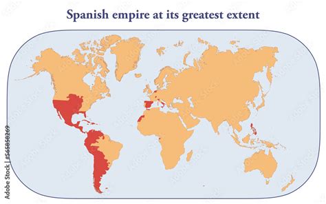 Map of the Spanish empire at its greatest extent in 1790 Stock Illustration | Adobe Stock