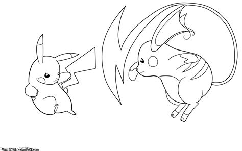 Pikachu Vs. Raichu Lineart by JamalC157 on DeviantArt